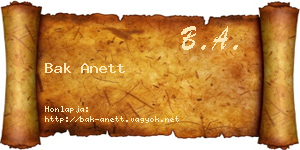 Bak Anett névjegykártya