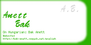anett bak business card